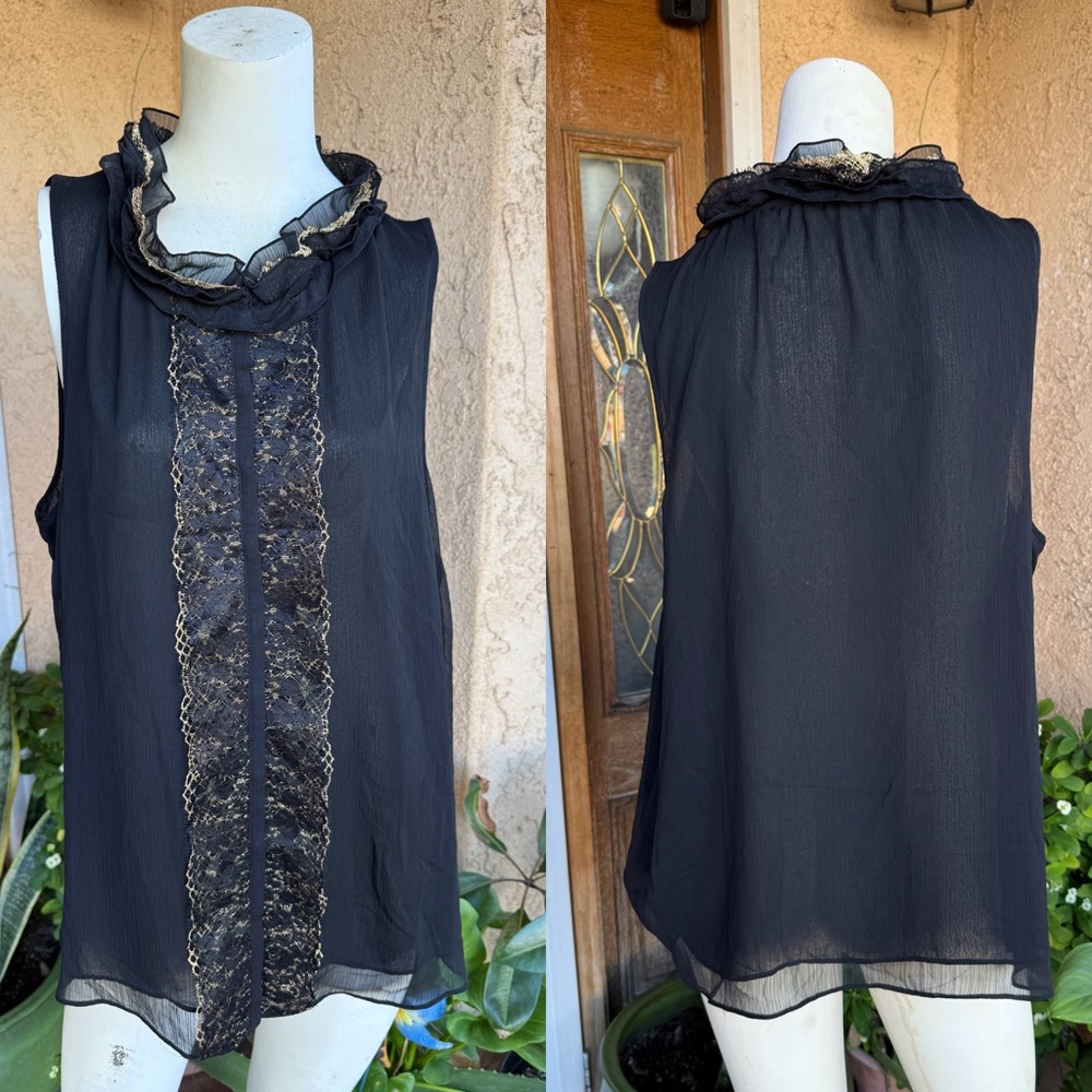 JLO Jennifer Lopez Sleeveless Blouse with Lace Accent (XL)